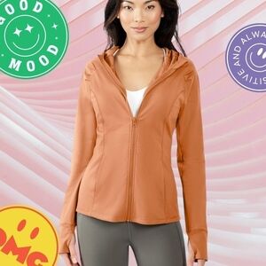 Yogalicious ​Slim Fit Lightweight Full Zip-Up Hoodie Jacket CedarWood Sz L NEW